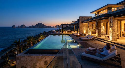 Cabo villa at twilight